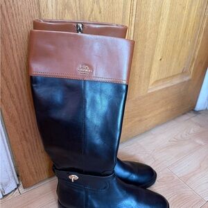 COACH EVA MAT CALF Leather Boot black/saddle